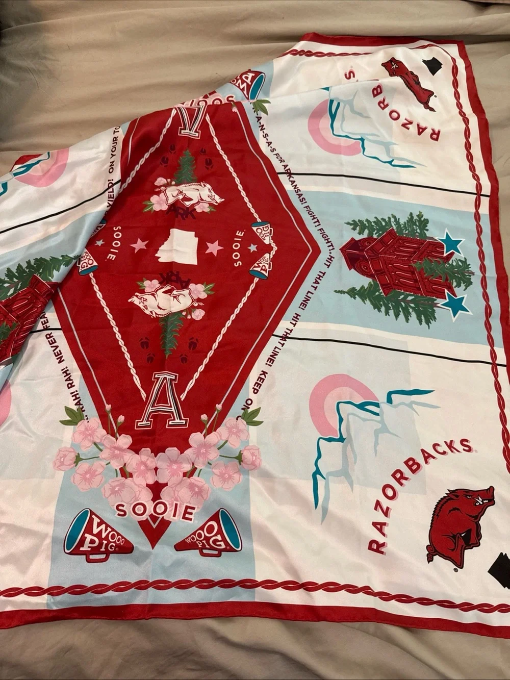 Saturday Silks  Razorbacks Red & White Team Scarf
